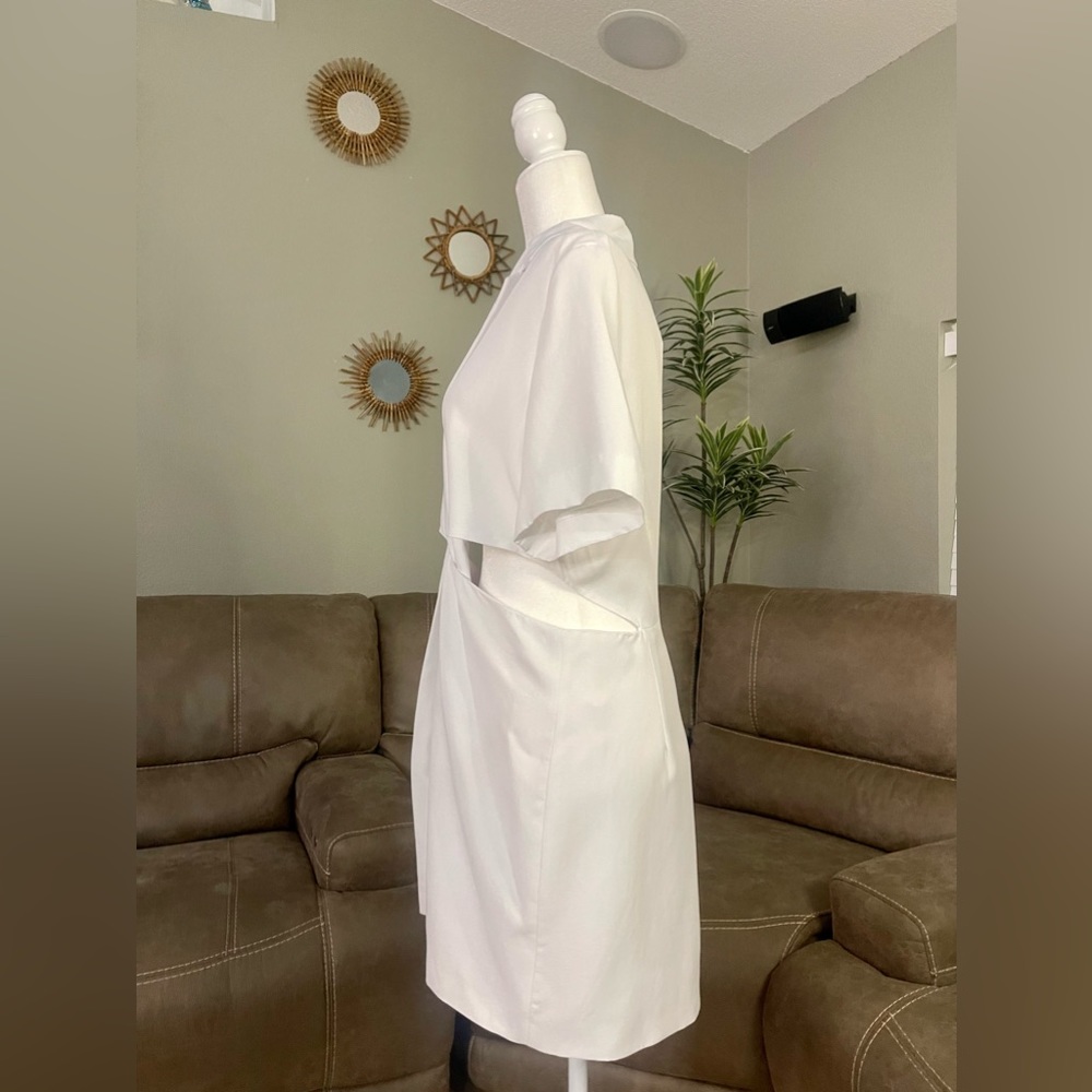 NWT Zara White Cut Out Mini Dress Sz L Summer Cocktail Party Event Trend Style - Picture 11 of 16